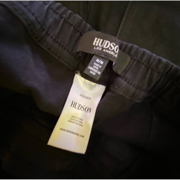 Hudson Black Jogger Pants Coated‎ Leather Like Finish Medium Jeans Punk Rock Y2K - Picture 5 of 7